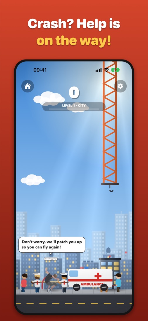 Flying Man screenshot: The rescue team helps after a crash