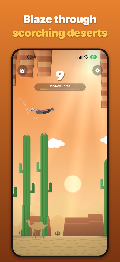 Flying Man screenshot: Desert world with cacti