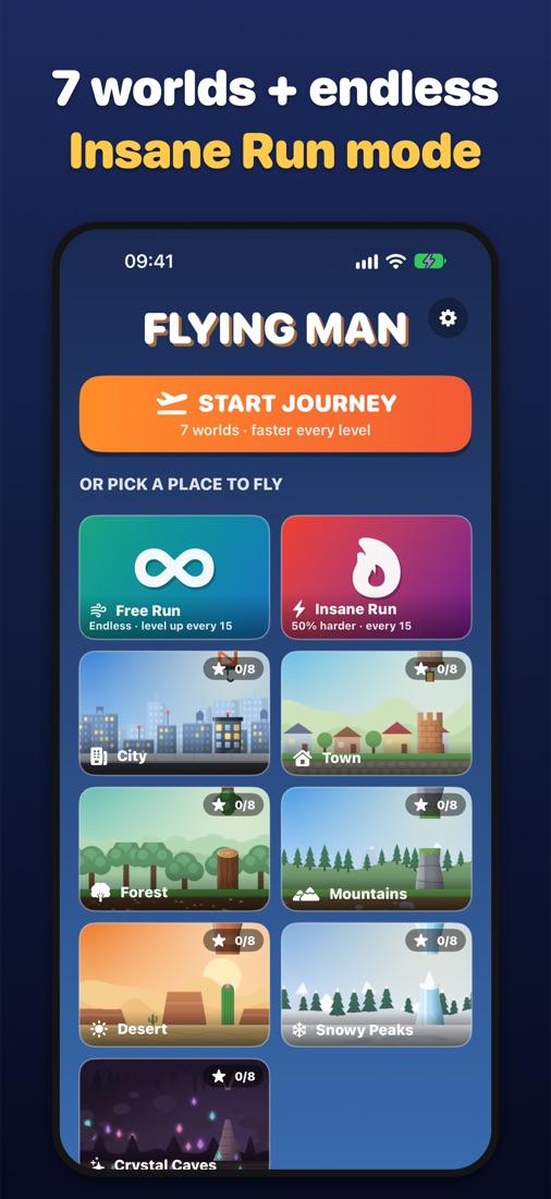 Flying Man screenshot: Main menu