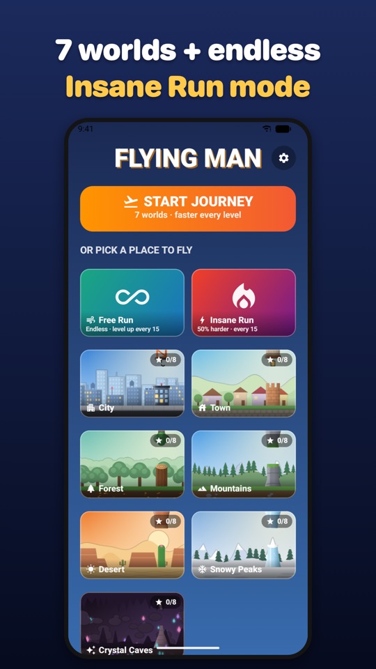Flying Man Android screenshot: Main menu